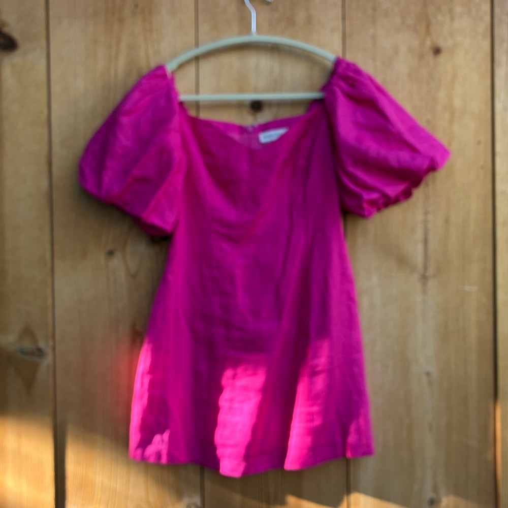 RHODE Dali Linen Puff Sleeve Dress Size 4 - Picture 8 of 13